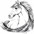 Luxury white horse with long mane tattoo design