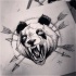 Mad grey-ink screaming panda killed with arrows tattoo design