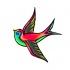 Marvelous colorful old school flying bird tattoo design