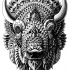 Marvelous grey-ink rich-decorated bull tattoo design