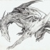 Marvelous grey-ink static waiting dragon tattoo design by Yaokhuan