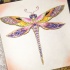 Marvelous multicolor dragonfly tattoo design
