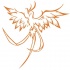Marvelous orange-contoured phoenix bird tattoo design