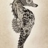 Marvelous patterned seahorse tattoo design
