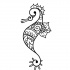 Mehndi folk-patterned seahorse tattoo design