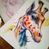 Montly watercolor giraffe head tattoo design