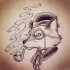 Mr Fox in monocle smoking a pipe tattoo design