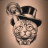Mr cat in luxury hat with monocle and tie-bow tattoo design