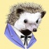 Mr hedgehog in white shirt and blue suit tattoo design