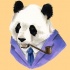 Mr panda in blue suit with tobacco pipe tattoo design