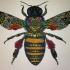 Multicolor floral-patterned bee tattoo design