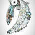 Multicolor flying owl tattoo design