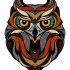 Multicolor geometric owl head tattoo design