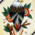 Multicolor old school eagle and flowers tattoo design