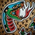 Multicolor old school snake head tattoo design