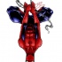 Muscular colorful hanging spiderman tattoo design