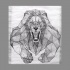 Muscular grey geometric lion tattoo design