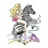 Naked blond girl riding strong zebra tattoo design