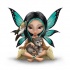 Native american fairy with a little wolf baby tattoo design