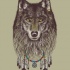 Native american wolf head in indian necklace tattoo design