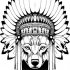 Native american wolf in leader hat tattoo design