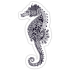 Nice black-ink beautiful-patterned seahorse tattoo design