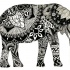 Nice black ornamented indian elephant tattoo design