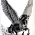 Nice preto pegasus correndo fora de nuvens grossas tatuagem design