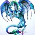 Nice blue dragon with spread wings tattoo design