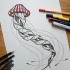Nice colorful jellyfish with involuted tentacles tattoo design