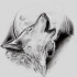 Nice drawn wolf howling on moon tattoo design