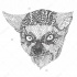 Nice grey-ink ornate lemur head tattoo design