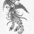 Nice grey-ink phoenix tattoo design