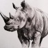 Nice grey rhino in full growth tattoo design
