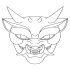 Design de tatuagem de rosto de diabo de contorno agradável por Popcorn Kitten
