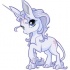 Nice pale blue cartoon unicorn tattoo design