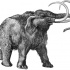 Nice pleased black-ink mammoth walking to the right tattoo design