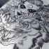 Nice wolf and young gypsy girl tattoo design