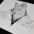 Nice wolf head and mountains tattoo design