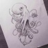Octopus with roped anchor and splashes tattoo design