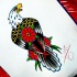 Old school flower-patterned eagle tattoo design