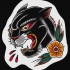 Old school panther with blood drops and flower tattoo design