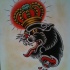 Old school panther with imperial crown tattoo design