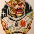 Old school tiger in space suit tattoo design
