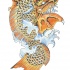 Orange fish dragon tattoo design