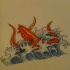 Orange high-headed water animal splashing in water tattoo design by Sleep Walker26