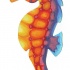 Orange seahorse with blue mane tattoo design