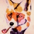 Orange spotted fox portrait smoking a tobacco pipe tattoo design
