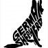 Original black-ink letter-printed german shepherd silhouette tattoo design