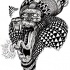 Original black-ink rich-decorated screaming baboon head tattoo design